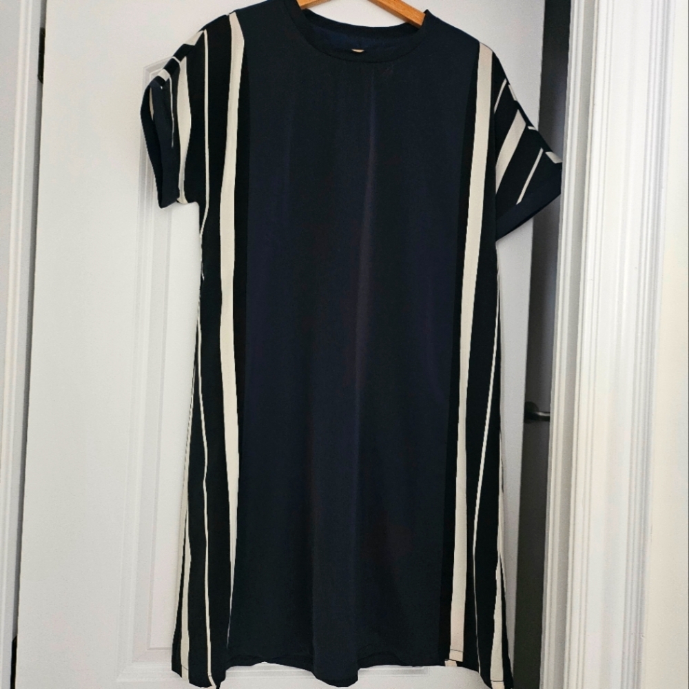 FREE w/purchase. Navy and Cream Dress